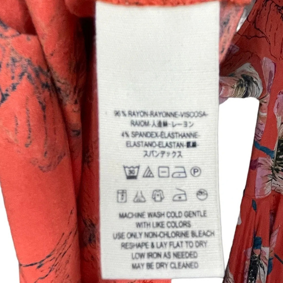 We The Free Orange Floral Top Butterfly Bell Sleeve Birds of Paradise Size Small - Picture 4 of 6